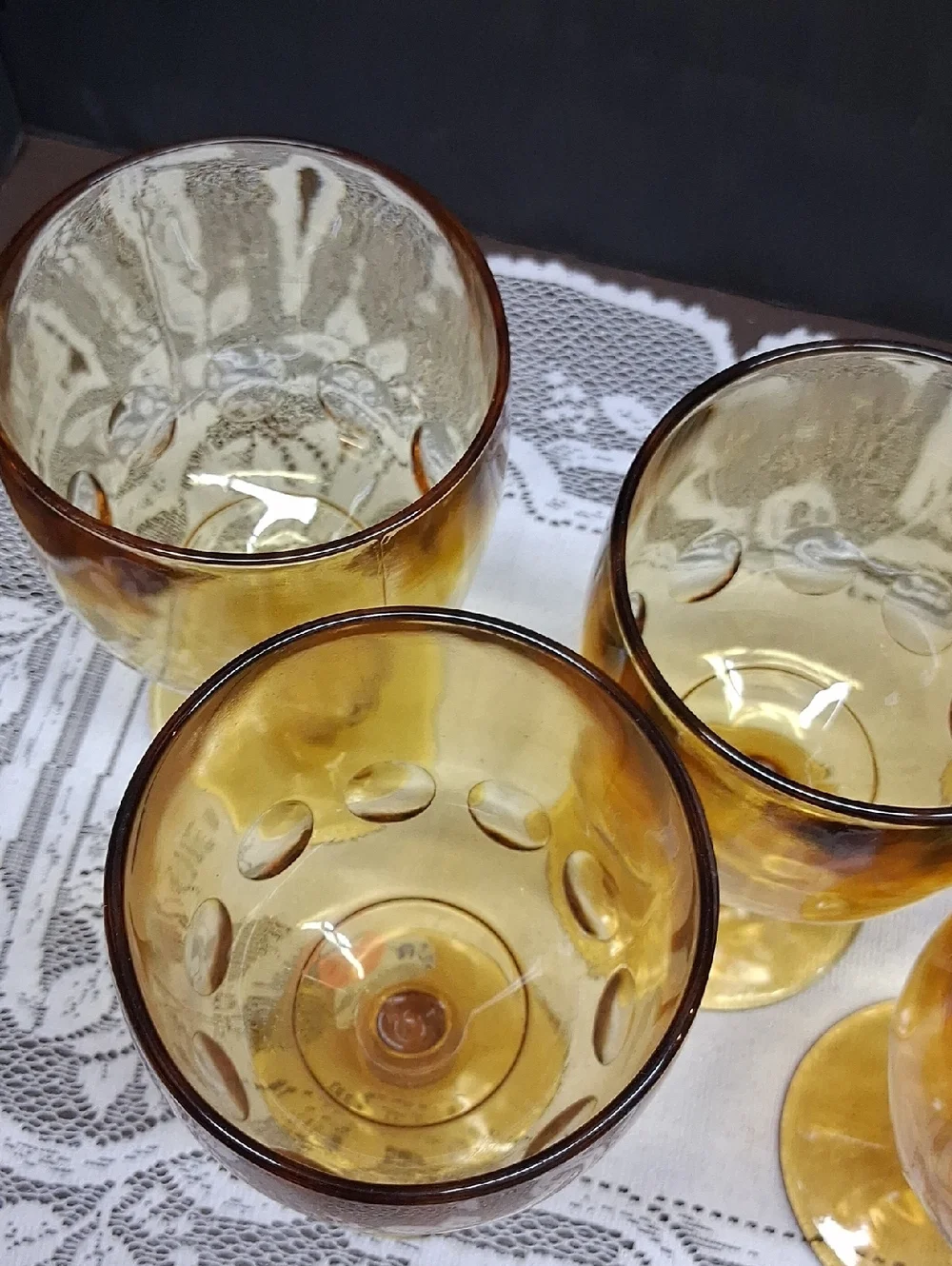 Vintage Bartlett‎ Collins Golden Amber Thumbprint Goblet